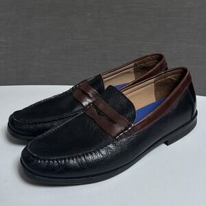 Florsheim Penny Loafers 12 M Black Brown Pebbled Leather Classic Casual Slip On
